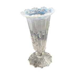 Northwood Opalescent Fluted Scrolls with Vine Bud Vase